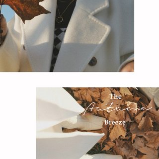 经典白色双排扣双面羊毛大衣（双层领设计）,Missoma
