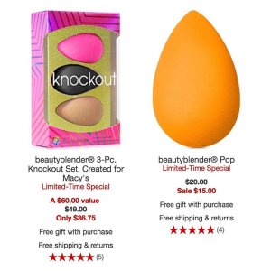 额外75折+包邮+小礼 Beautyblender美妆蛋在macy’s打折啦!