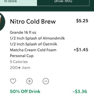 星巴克 Nitro Cold Brew半...