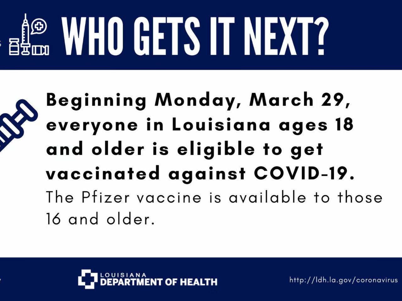路易斯安那州3月29号疫苗全面放开预约...