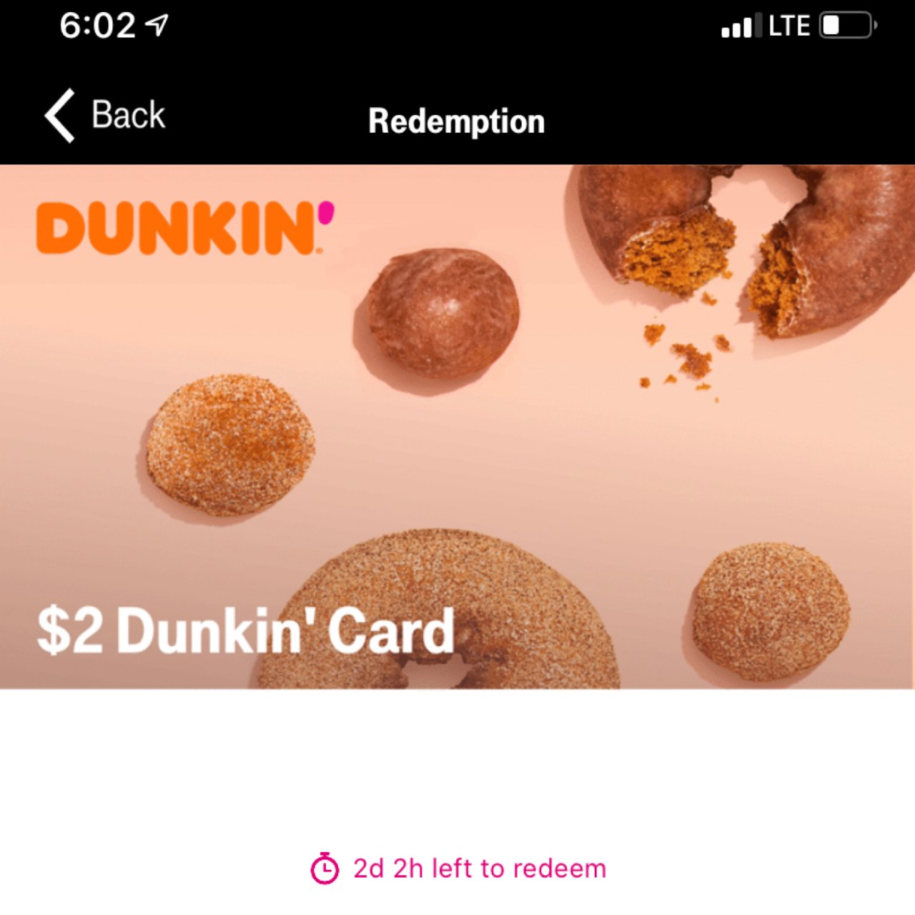 Dunkin donuts 免费$2 g...