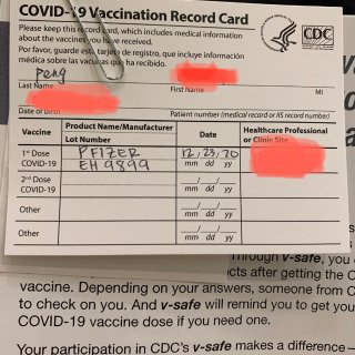 我今天接种辉瑞的疫苗啦！...