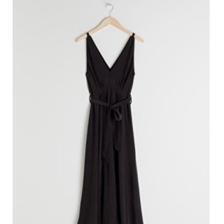 Belted Silk Midi Dress - Black - Midi dresses - & Other Stories