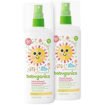 Babyganics Mineral-Based Baby Sunscreen Spray SPF 50, 6oz Spray Bottle + Natural Insect Repellent 6oz Spray Bottle Combo Pack 宝宝防晒防虫喷雾套装