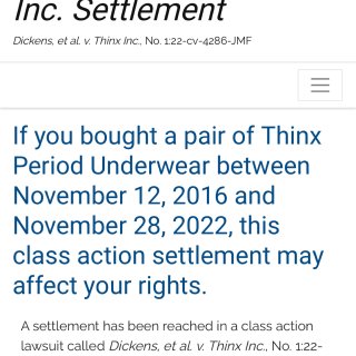 Thinx 经期裤集体诉讼...