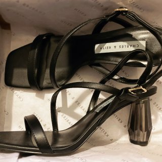 Black See-Through Sculptural Heel Sandals - CHARLES & KEITH US
