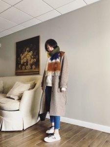 OOTD| 最近超爱的Loewe围巾&格纹大衣