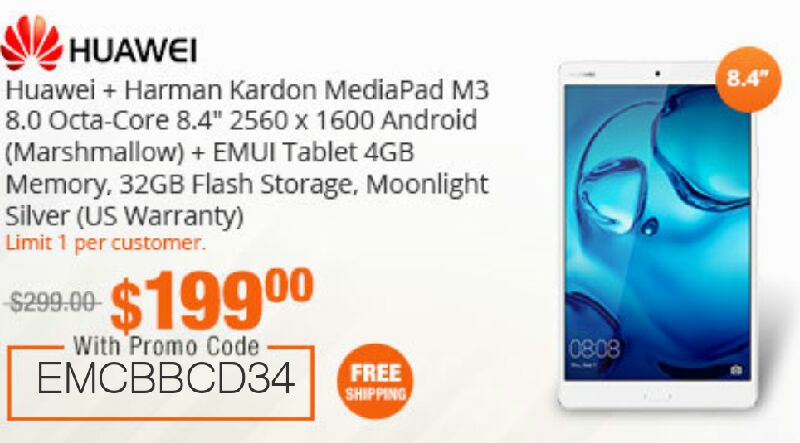 Huawei + Harman Kardon MediaPad M3 8.0 Octa Core 8.4" 2560 x 1600 Android (Marshmallow) + EMUI Tablet 4 GB Memory 32 GB Flash Storage, Moonlight Silver (US Warranty)