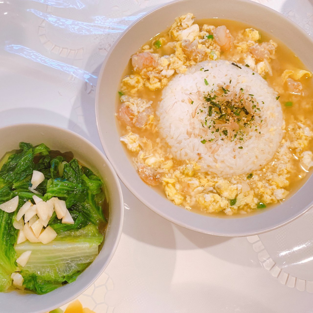 虾仁蛋泡饭——简单美味的晚餐...