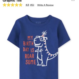 Baby And Toddler Boys Short Sleeve 'My Birthday Is Roar Some' Dino Graphic Tee