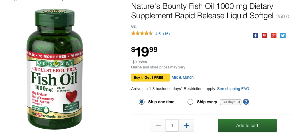 Nature's Bounty Fish Oil 1000 mg Dietary Supplement Rapid Release Liquid Softgel鱼油