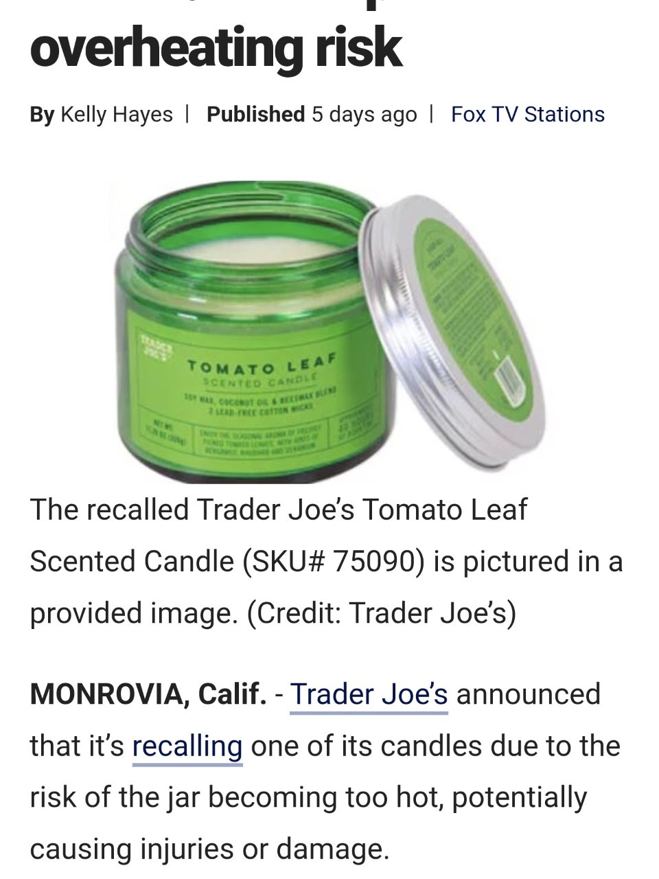 6.Trader Joe's 番茄葉蠟燭...