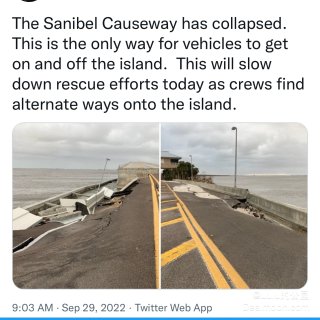 飓风席卷了FL...通往萨尼贝尔岛唯一通...