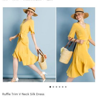 Lilysilk Women 100 Organic Silk Dress Ruffle Trim US