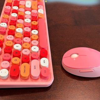💕粉色无线键盘套装：萌动少女心，满满生产...