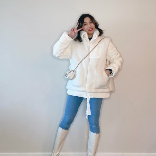 Polar Fleece Stitching Down Fake Two White Coats | Peacebird Women Fashion – shop.peacebird.com
