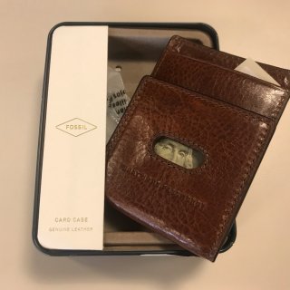 Foassil男士磁性钱夹 Fossil Men's Andrew Leather Magnetic Card Case with Money Clip Wallet, Cognac, (Model: ML4173222) : Clothing, Shoes & Jewelry