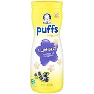 Gerber Graduates Puffs Cereal Snack, Blueberry, Naturally Flavored with Other Natural Flavors, 1.48 Ounce, 6 Count