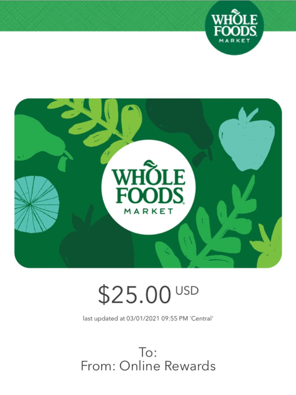 Amazon.com: Whole Foods Market Gift Card