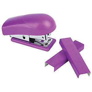 Office Depot® Brand Mini Half-Strip Stapler With Color Staples, Purple