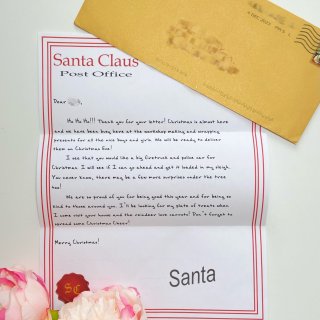 收到圣诞老人的回信了！还是驯鹿送的航空信...