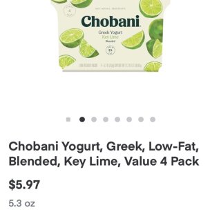 Chobani Yogurt, Greek, Low-Fat, Blended, Key Lime, Value 4 Pack
