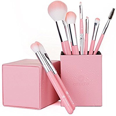 amoore 8件化妆刷套装+收纳盒（粉色）