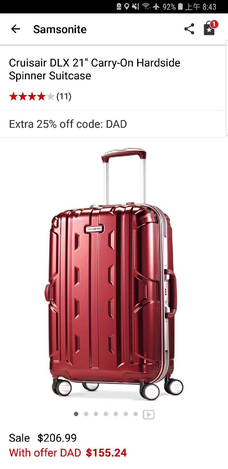 Samsonite Cruisair DLX 21" Carry-On Hardside Spinner Suitcase Luggage & Backpacks - Carry-On Luggage - Macy's行李箱