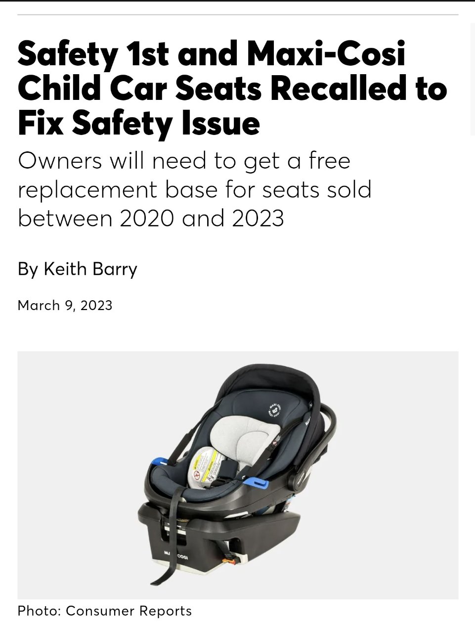 7.兒童安全汽座召回，快看看你們家的安全...