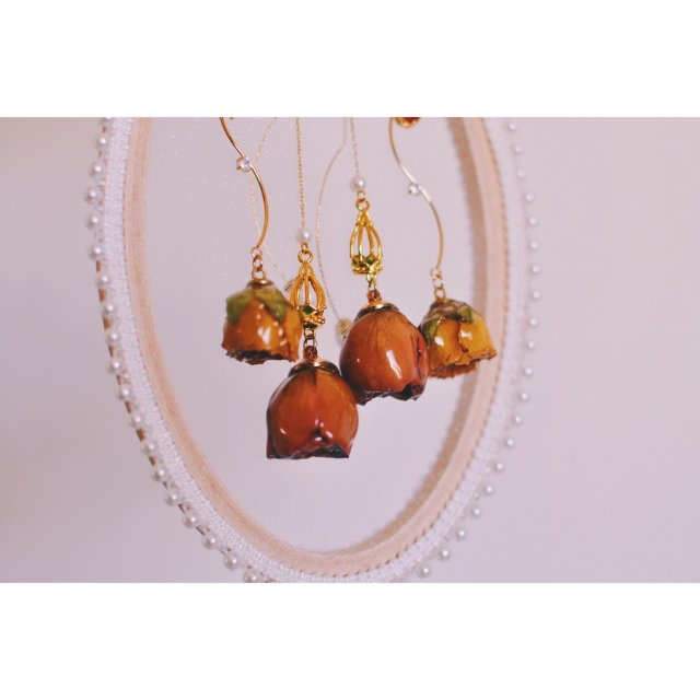 🥀🍂永生玫瑰花耳环