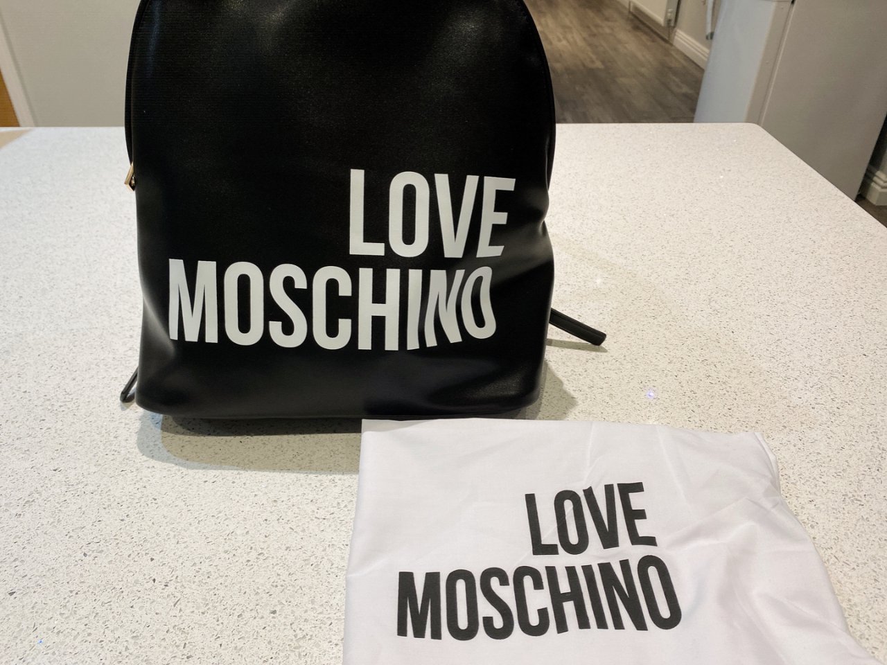 Love Moschino “爱”莫斯奇诺,Black Logo Text Backpack - TK Maxx