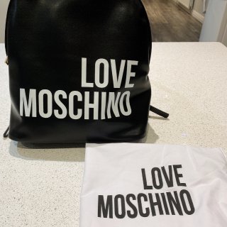 Love Moschino “爱”莫斯奇诺,Black Logo Text Backpack - TK Maxx