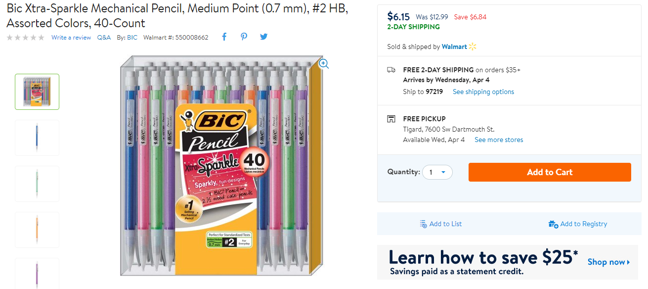 Bic Xtra-Sparkle Mechanical Pencil 比克自动铅笔