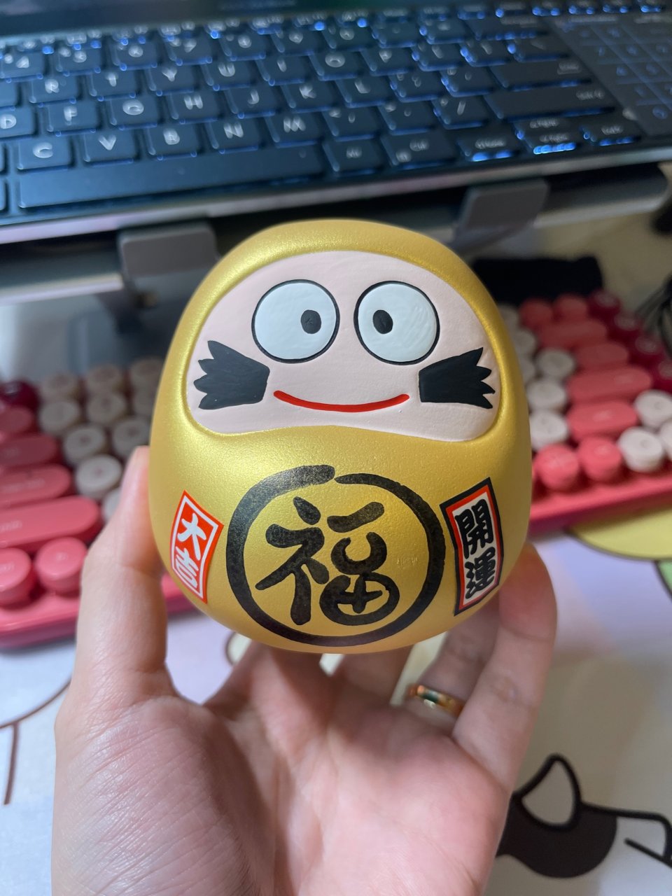 日本达摩存钱罐小摆件创意礼品 金色 3.25"H - 亚米