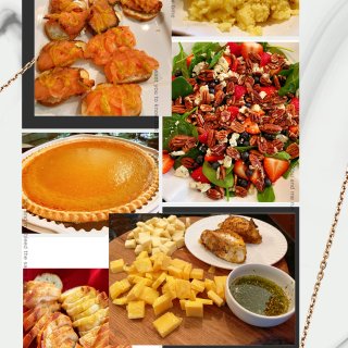 thanksgiving,美食,感恩节大餐,感恩节南瓜派,土豆泥,沙拉,烟熏三文鱼,面包,芝士