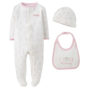 Precious Firsts™Made by Carter's® Baby Girls' 3 Piece Sleep N' Play Set
