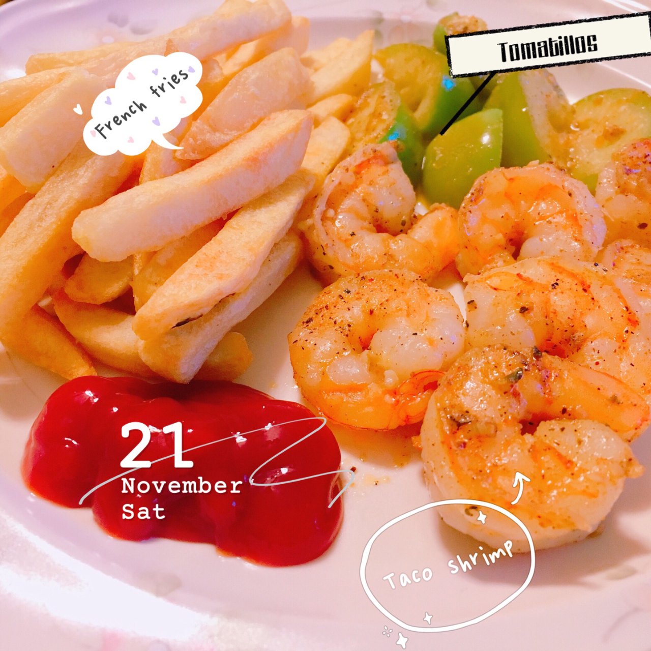 周六晚餐|Taco shrimp + 🍟...