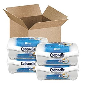 Cottonelle Fresh Care Flushable Cleansing Cloths Refillable Tub ,42 Count (Pack of 4)