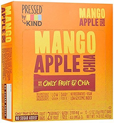 由一种酒吧，Mango Apple Chia，Gluten Free压，不加糖，1.2oz，12计数：