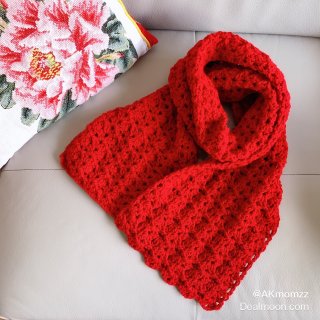 手工钩织｜红围巾，即暖又温馨~...