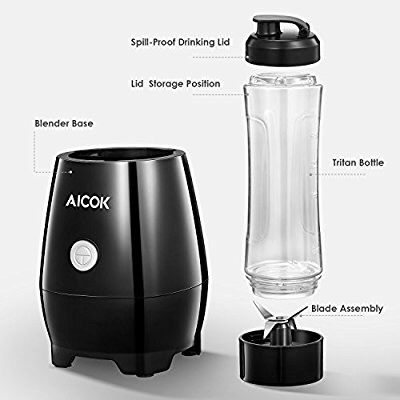 搅拌器Amazon.com: Smoothie Blender AICOK Personal Blenders Single Serve for Shakes and Smoothies with 20 oz Tritan BPA-Free Bottle, Detachable Blade Assembly, 300W, Black: Kitchen & Dining
