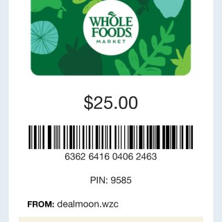 Whole Foods Gift Car...