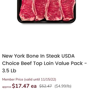 New York Bone In Steak USDA Choice Beef Top Loin Value Pack - 3.5 Lb - Safeway