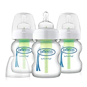 史低价：布朗博士宽口防胀气婴儿玻璃奶瓶 5oz 3个