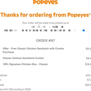 Popeyes·汉堡套餐送汉堡...
