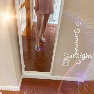 夏季糖果色-粉色高腰裙裤...