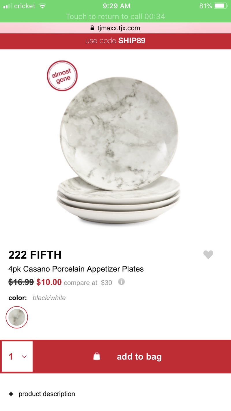 4pk Casano Porcelain Appetizer Plates - Contemporary - T.J.Maxx 盘子