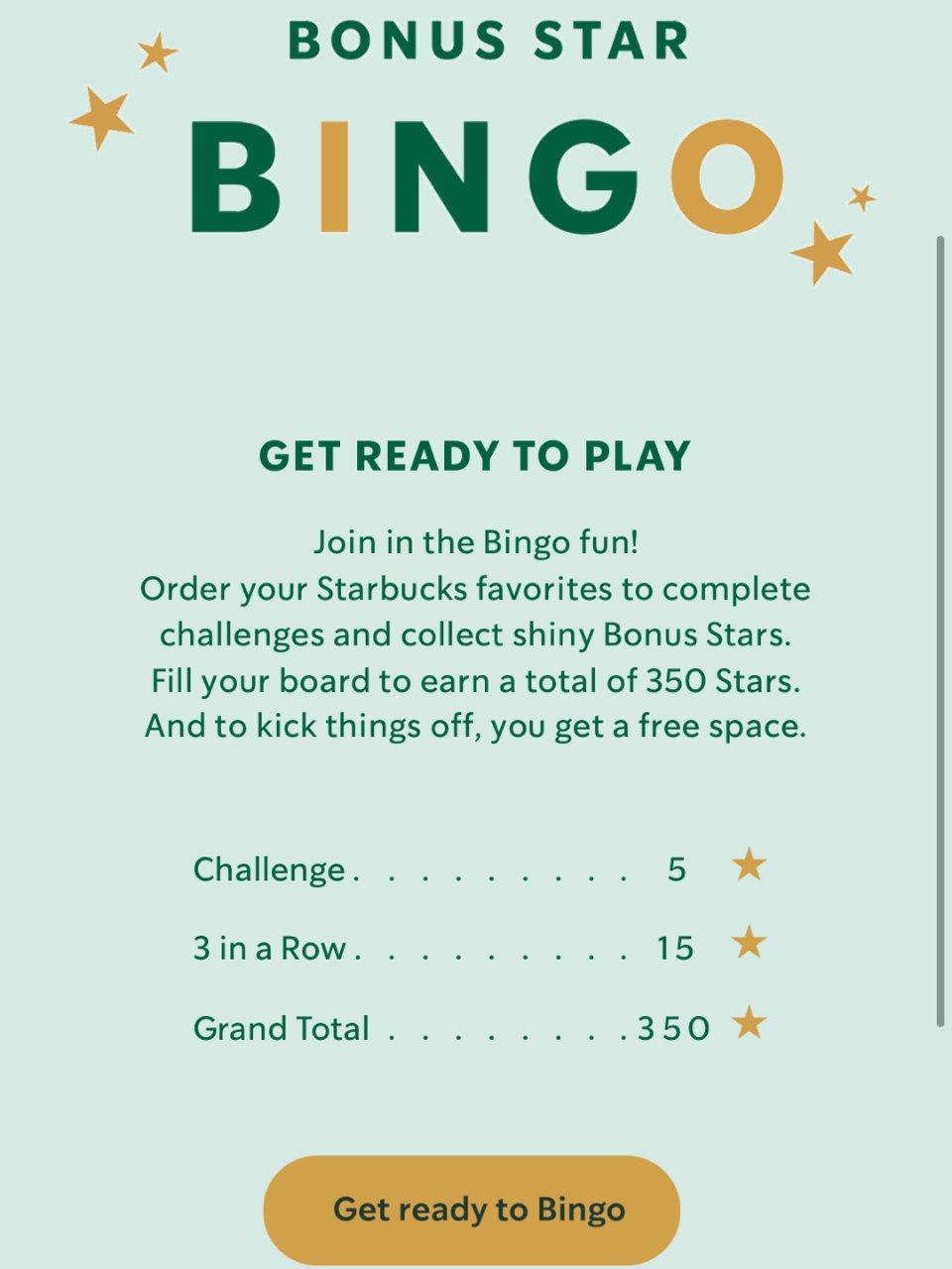 Starbucks Bingo 活动 最...