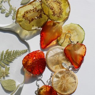 DIY树脂耳环🍉把水果做到首饰里！...