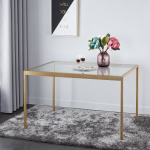 Mainstays Tempered Glass and Metal Dining Table, Large